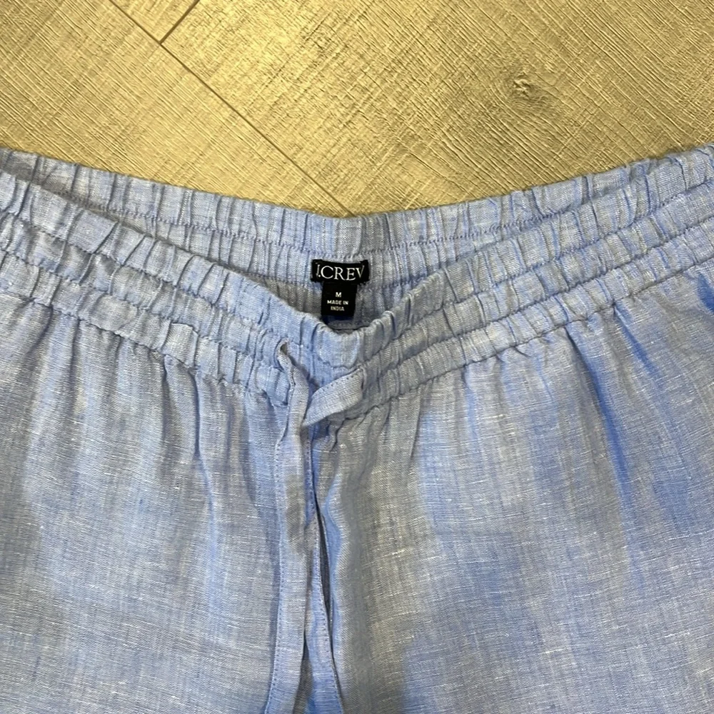 J. Crew Light Blue Cropped Linen Blend Pants